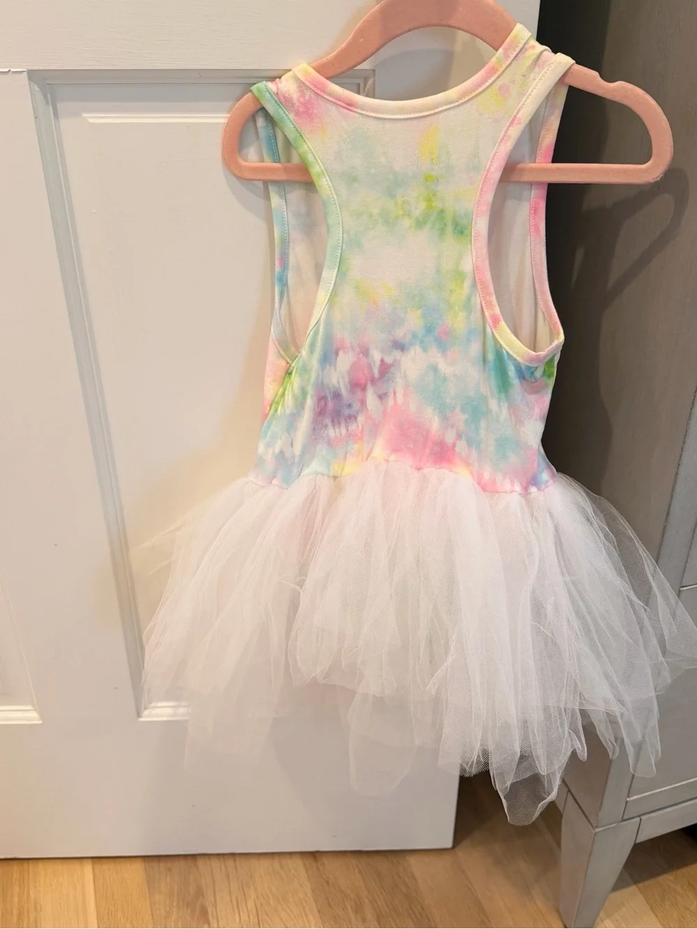 I Love Plum Pastel Tie-Dye Tutu Dress in White & Multi